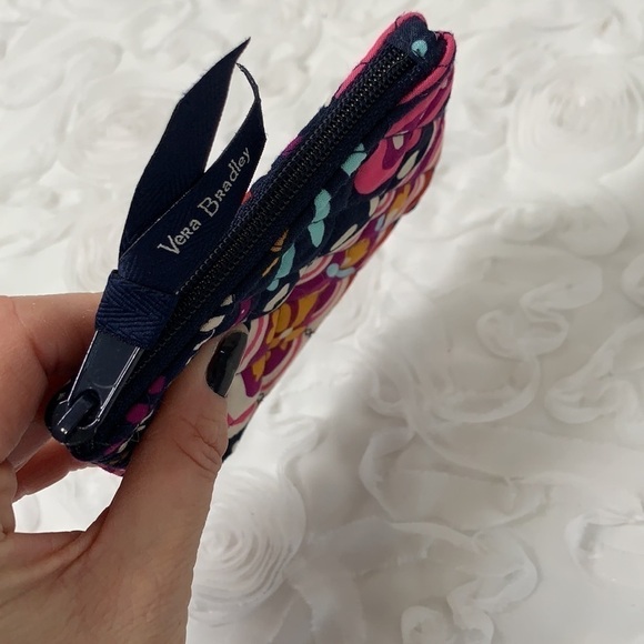 Vera Bradley Small Quilted Zip Pouch-Navy Blue/Purple/Pink /White, 5”x4” - Picture 5 of 7